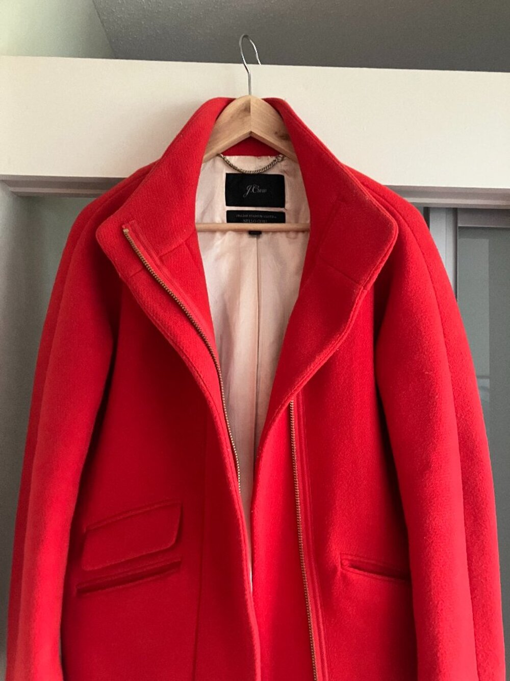 J Crew red wool coat - size 0